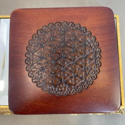 Vintage Folk Art Tolled Wooden Box