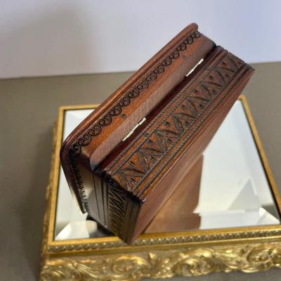 Vintage Folk Art Tolled Wooden Box