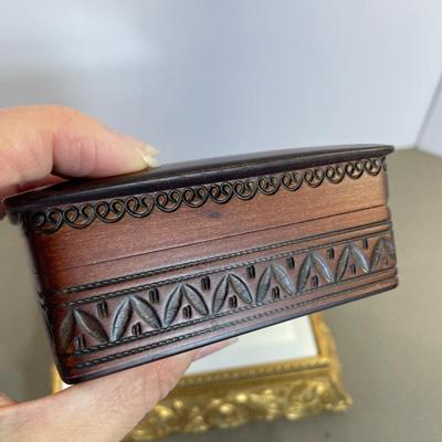 Vintage Folk Art Tolled Wooden Box