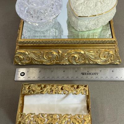 2 Trinket Boxes and Mini Vintage Tissue holder