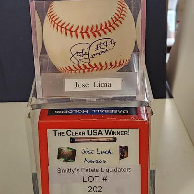 Jose Lima #42 Astros OMLB Signed Autographed Baseball In Collectors Case