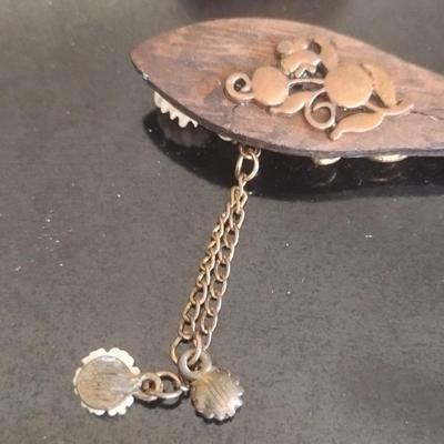 Wooden & Rhinestone Hair Pin