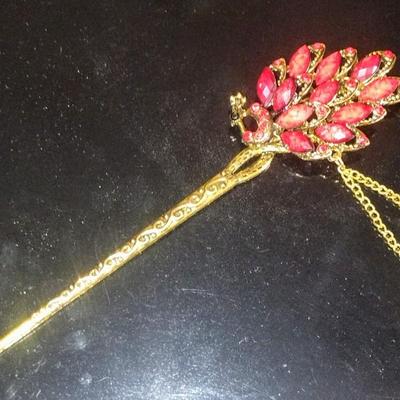 Vintage Peacock Metal Hair Pin, Bun Pin