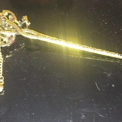 Vintage Peacock Metal Hair Pin, Bun Pin