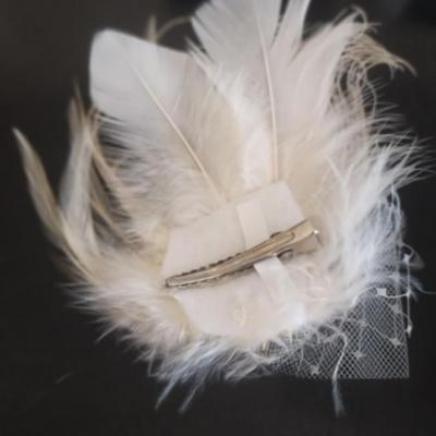 Vintage Feather & Rhinestone Hair Clip
