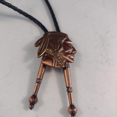 Copper Native American Design Bolo Tie (#66)