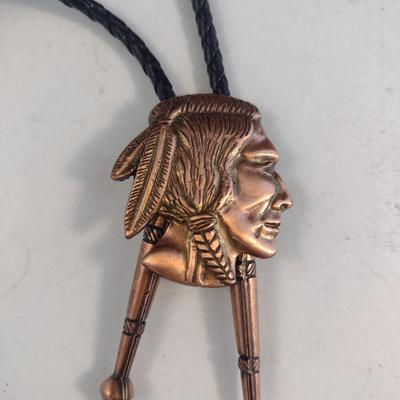 Copper Native American Design Bolo Tie (#66)