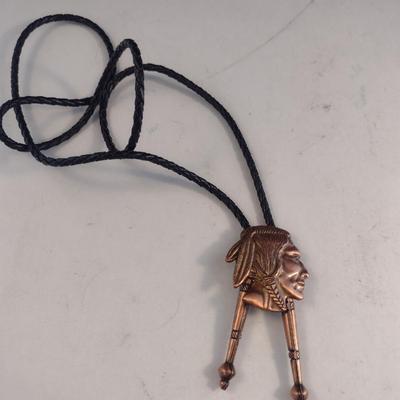 Copper Native American Design Bolo Tie (#66)