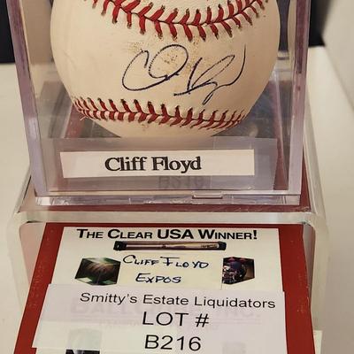 Cliff Floyd Expos OMLB Signed Autographed Baseball In Collectors Case