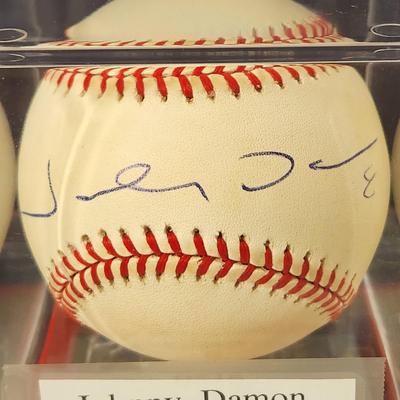 Johnny Damon A's OMLB Signed Autographed Baseball In Collectors Case