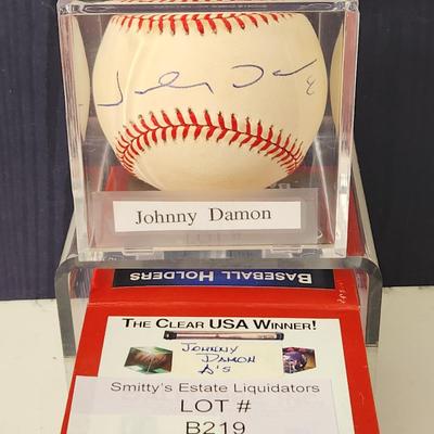 Johnny Damon A's OMLB Signed Autographed Baseball In Collectors Case