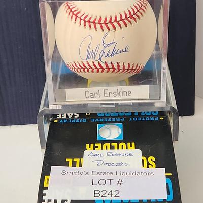 Carl Erskine Dodgers OMLB Signed Autographed Baseball In Collectors Case