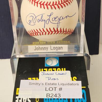 Johnny Logan 23 Reds OMLB Signed Autographed Baseball In Collectors Case
