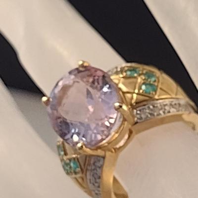 14 Karat Yellow Gold and Gemstone Ring- Size 6- Approx Weight 10.7 Grams (#3)
