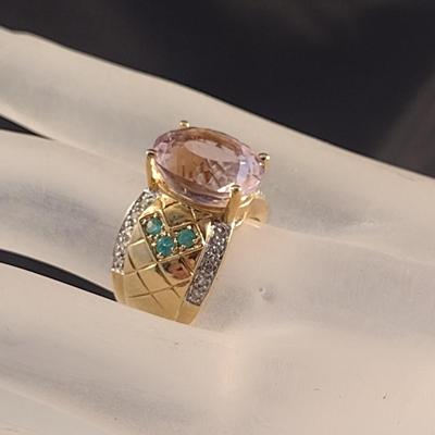 14 Karat Yellow Gold and Gemstone Ring- Size 6- Approx Weight 10.7 Grams (#3)