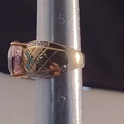 14 Karat Yellow Gold and Gemstone Ring- Size 6- Approx Weight 10.7 Grams (#3)
