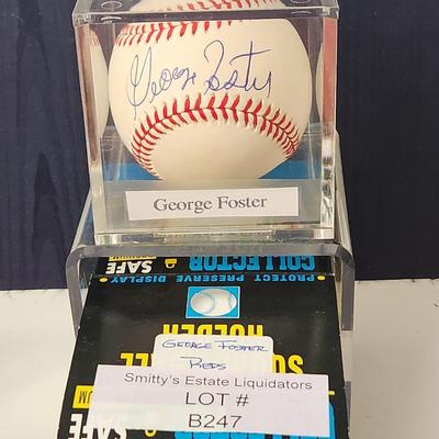 George Foster Reds OMLB Signed Autographed Baseball In Collectors Case