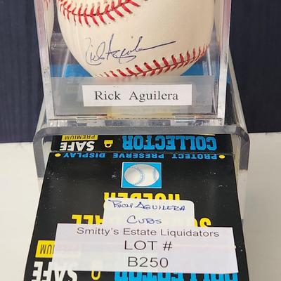 Rick Aguilera Cubs OMLB Signed Autographed Baseball In Collectors Case