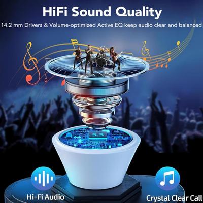 Black Bluetooth Headphones in Ear, Wireless Bluetooth 5.3, Deep Bass, USB-C, 30 Hours Playtime, IPX7 Waterproof, Touch Control Earphones...