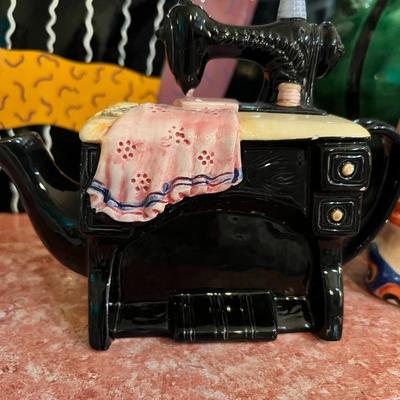 Vintage Black Cardinal Sewing Machine Teapot