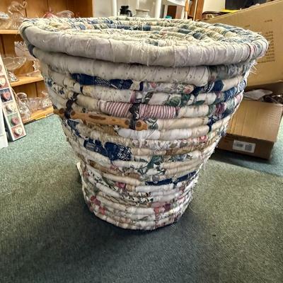 Vtg Rag Rope Laundry Basket