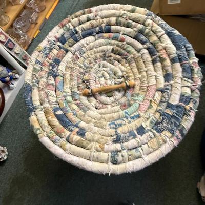 Vtg Rag Rope Laundry Basket