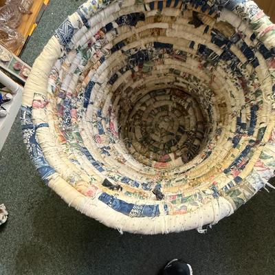 Vtg Rag Rope Laundry Basket