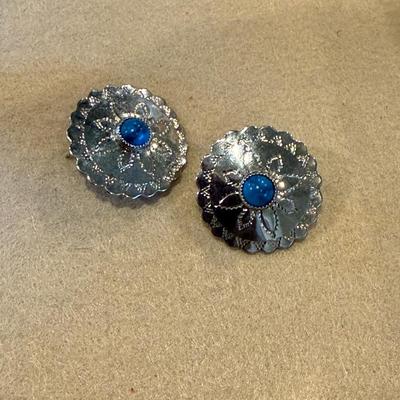 Silver and blue earrings