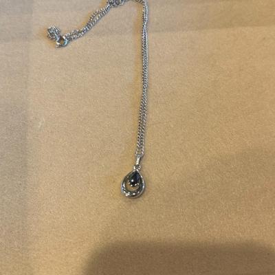 black and silver teardrop necklace