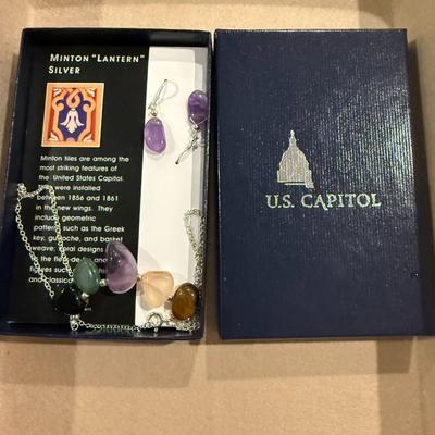 US capitol minton lantern silver necklace and earrings
