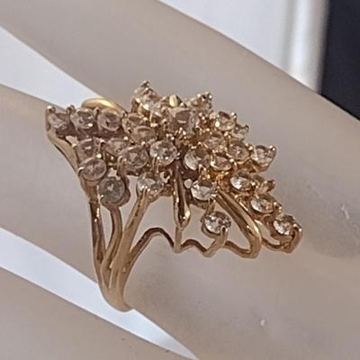 14 Karat Yellow Gold and Gemstone Waterfall/Cocktail Ring- Size 5 1/4- Approx Weight 7.8 Grams (#9)