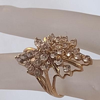 14 Karat Yellow Gold and Gemstone Waterfall/Cocktail Ring- Size 5 1/4- Approx Weight 7.8 Grams (#9)