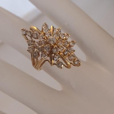 14 Karat Yellow Gold and Gemstone Waterfall/Cocktail Ring- Size 5 1/4- Approx Weight 7.8 Grams (#9)