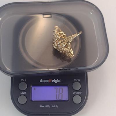 14 Karat Yellow Gold and Gemstone Waterfall/Cocktail Ring- Size 5 1/4- Approx Weight 7.8 Grams (#9)