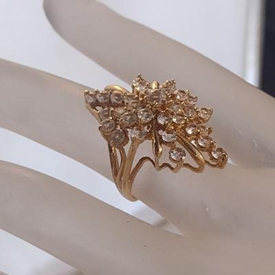 14 Karat Yellow Gold and Gemstone Waterfall/Cocktail Ring- Size 5 1/4- Approx Weight 7.8 Grams (#9)