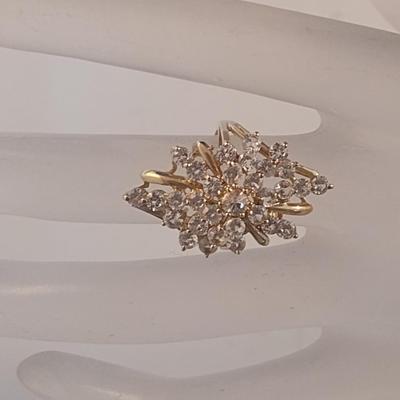 14 Karat Yellow Gold and Gemstone Waterfall/Cocktail Ring- Size 5 1/4- Approx Weight 7.8 Grams (#9)