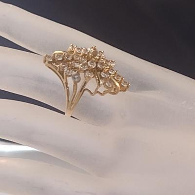 14 Karat Yellow Gold and Gemstone Waterfall/Cocktail Ring- Size 5 1/4- Approx Weight 7.8 Grams (#9)