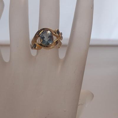 14 Karat Yellow Gold and Gemstone Waterfall/Cocktail Ring- Size 6- Approx Weight 7.6 Grams (#10)