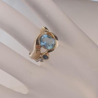 14 Karat Yellow Gold and Gemstone Waterfall/Cocktail Ring- Size 6- Approx Weight 7.6 Grams (#10)