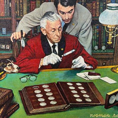 LOT 62: The Collector by Norman Rockwell Limited Edition Franklin Mint Canvas Print