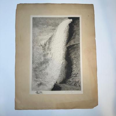 LOT 64: Vintage Niagara Falls Etching by Amos Sangster