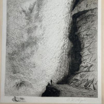LOT 64: Vintage Niagara Falls Etching by Amos Sangster