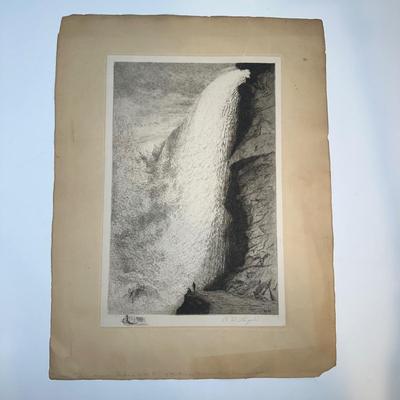 LOT 64: Vintage Niagara Falls Etching by Amos Sangster