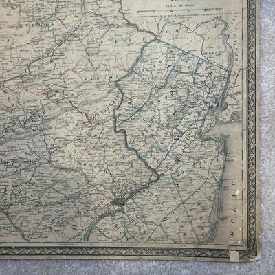 LOT 67: Antique 1864 Railroad Canal & County Map of Pennsylvania New Jersey & Adjoining States
