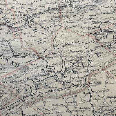 LOT 67: Antique 1864 Railroad Canal & County Map of Pennsylvania New Jersey & Adjoining States