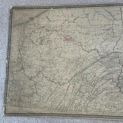 LOT 67: Antique 1864 Railroad Canal & County Map of Pennsylvania New Jersey & Adjoining States