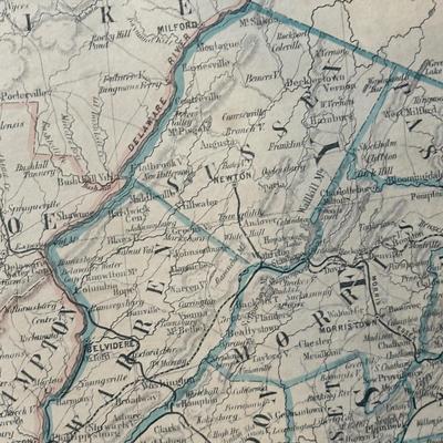 LOT 67: Antique 1864 Railroad Canal & County Map of Pennsylvania New Jersey & Adjoining States