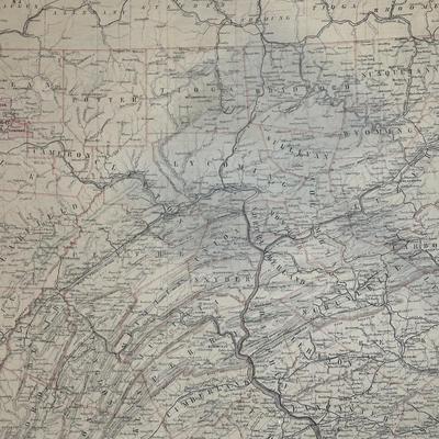 LOT 67: Antique 1864 Railroad Canal & County Map of Pennsylvania New Jersey & Adjoining States