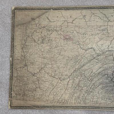 LOT 67: Antique 1864 Railroad Canal & County Map of Pennsylvania New Jersey & Adjoining States