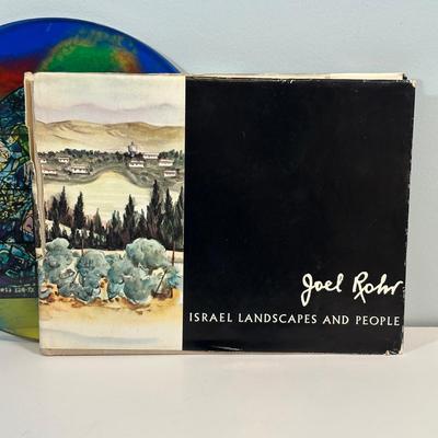 LOT 77: Israel Lucite Stained Glass Window, Israeli Stamp Brass Trinket Dish & More